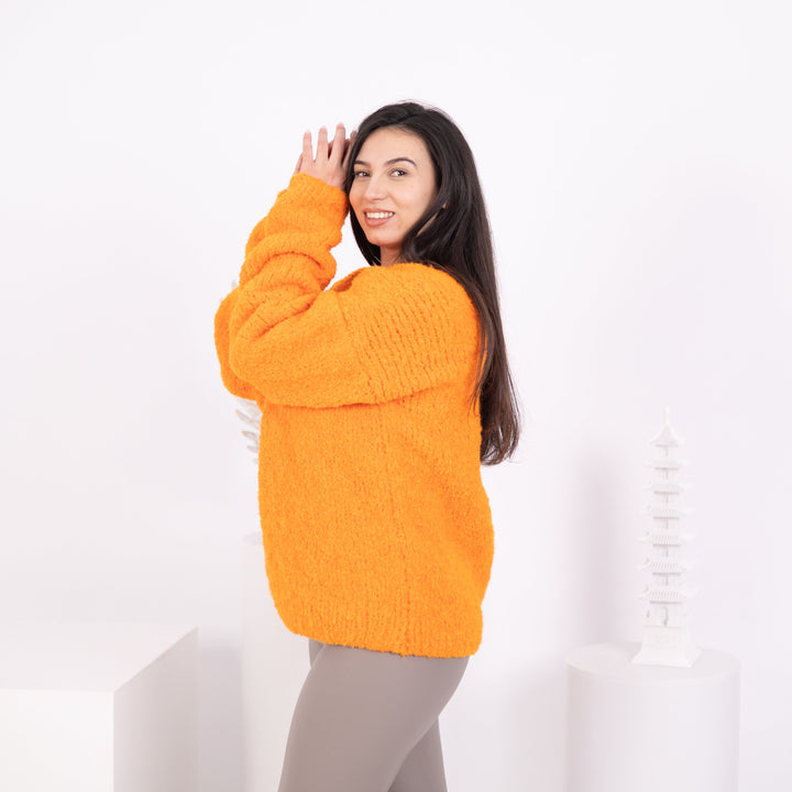 One available in size 3XL, Neon Orange Alpaca sweater ,  Crewneck jumper T1585