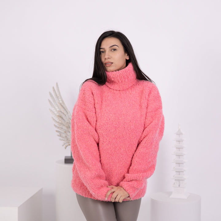 One available in size 3XL, Neon Pink Boucle Alpaca sweater T1586