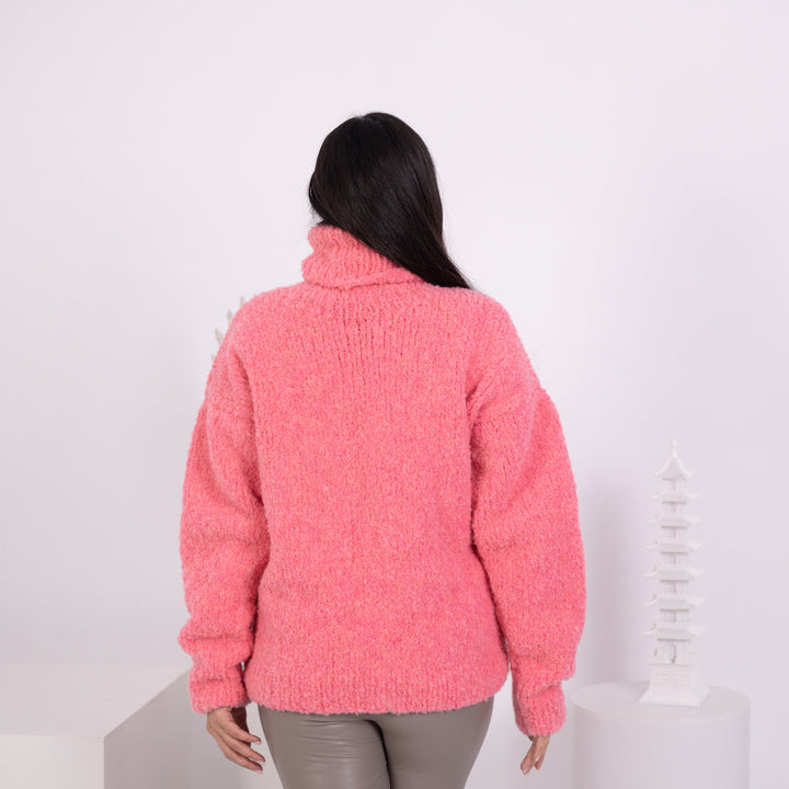 One available in size 3XL, Neon Pink Boucle Alpaca sweater T1586