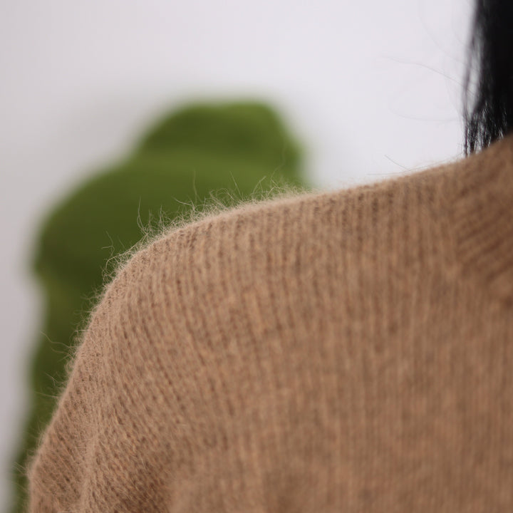 Men’s Beige Angora Sweater – Soft Fluffy Exclusive Knit Jumper T1609