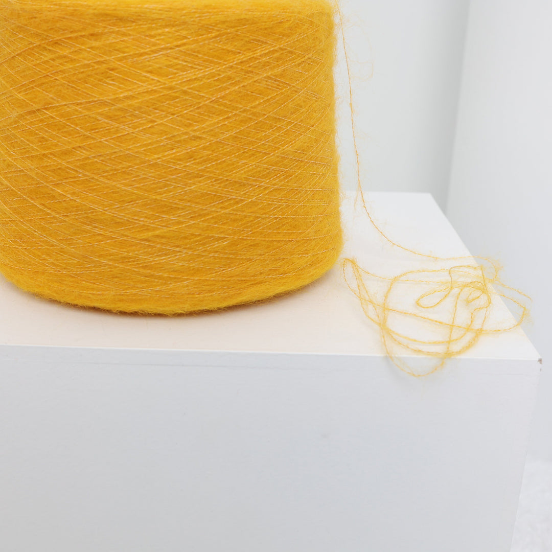 Yellow Alpaca Wool Yarn Cone: Knitting, Crochet, Weaving (100g/3.52oz)