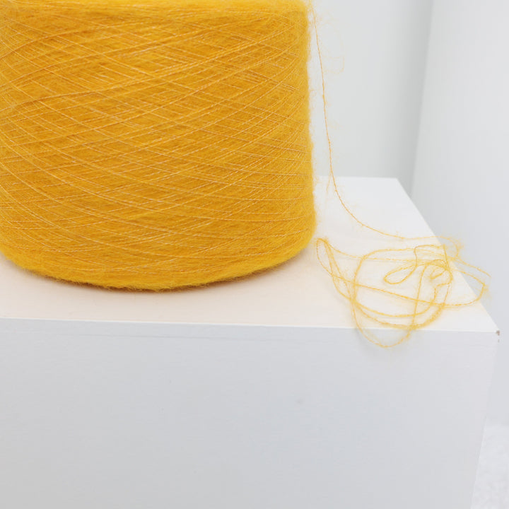 Yellow Alpaca Wool Yarn Cone: Knitting, Crochet, Weaving (100g/3.52oz)