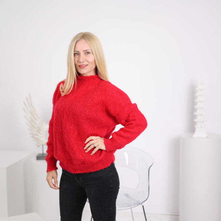 One available in size 3XL, Red Alpaca Sweater, Hand-Knitted Jumper  T1633