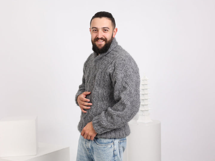 One available in size XL, Alpaca Superfine Shawl Neck Jumper T1640