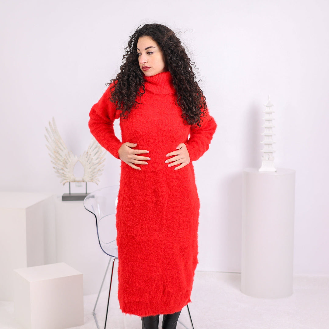 One available in size 2XL, Fluffy and Fuzzy Alpaca Sweater Dress T1638