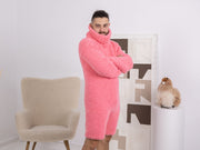 Extraweicher Alpaka Strampler – Handgestrickter Neonpinker Herren Catsuit T1686
