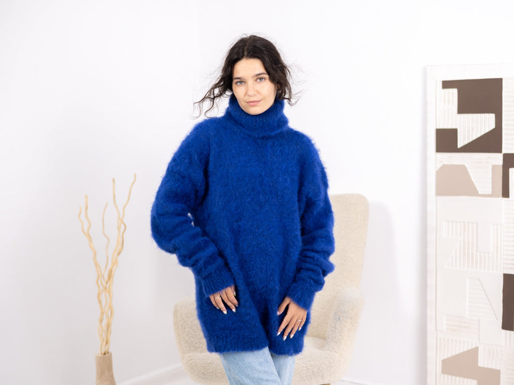 Tiffy Mohair Blue Alpaca Merino Turtleneck T1676