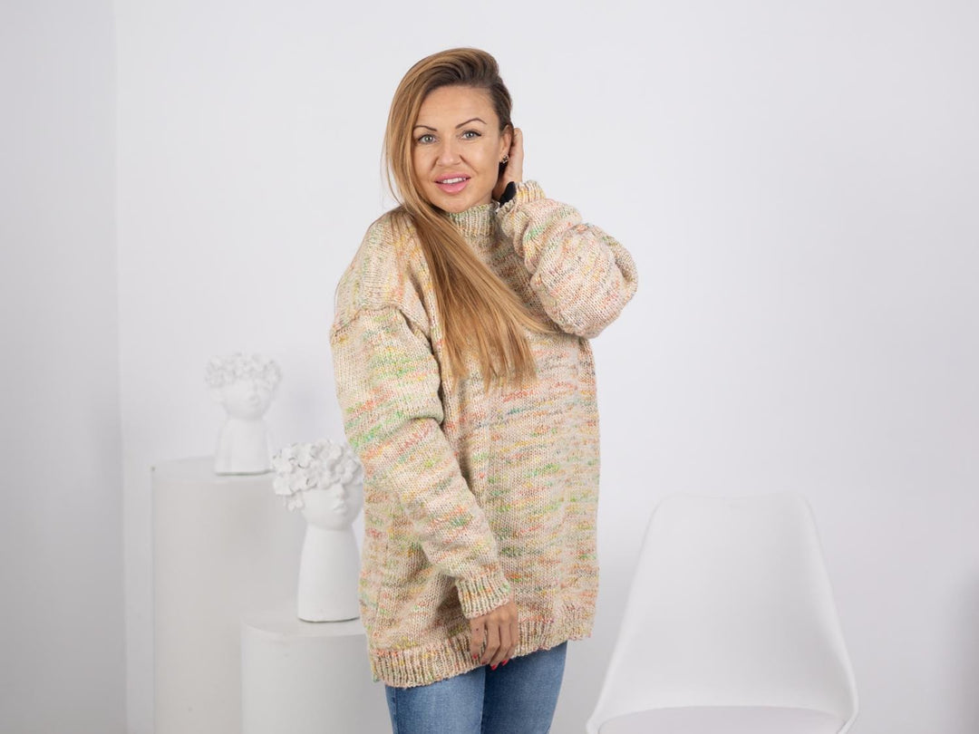 One available in size 5XL, Melange Wool Crew neck Sweater , Winter Jumper T1746