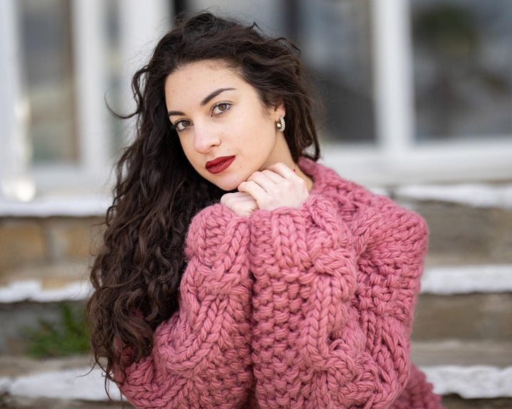 Ash Pink Wool Yarn: Aran Worsted Weight, Soft Winter Knitting