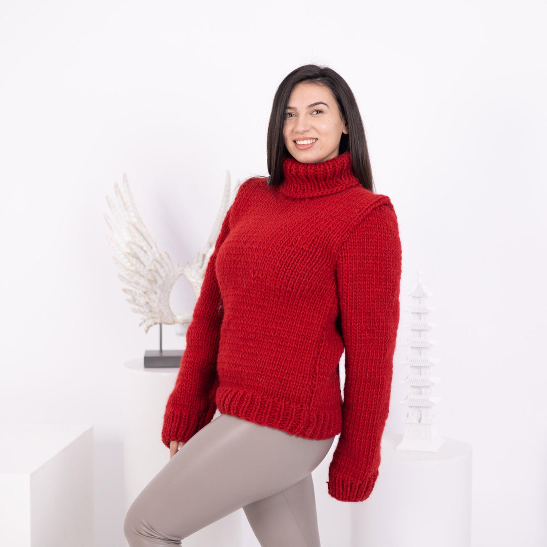 Super Bulky Brick Red Wool Yarn: Chunky Jumbo Knitting, Felting