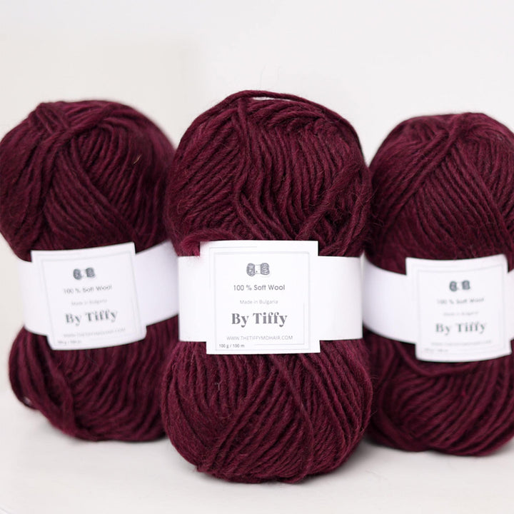 Super Chunky Aubergine Wool Yarn - 100g Ball
