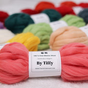 Hand Spun Merino Wool Yarn: Super Chunky Bulky Knit, Salmon (100g)