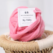 Fil d'art en laine mérinos filée main : Tricot, crochet, tissage épais rose ballet (100g)