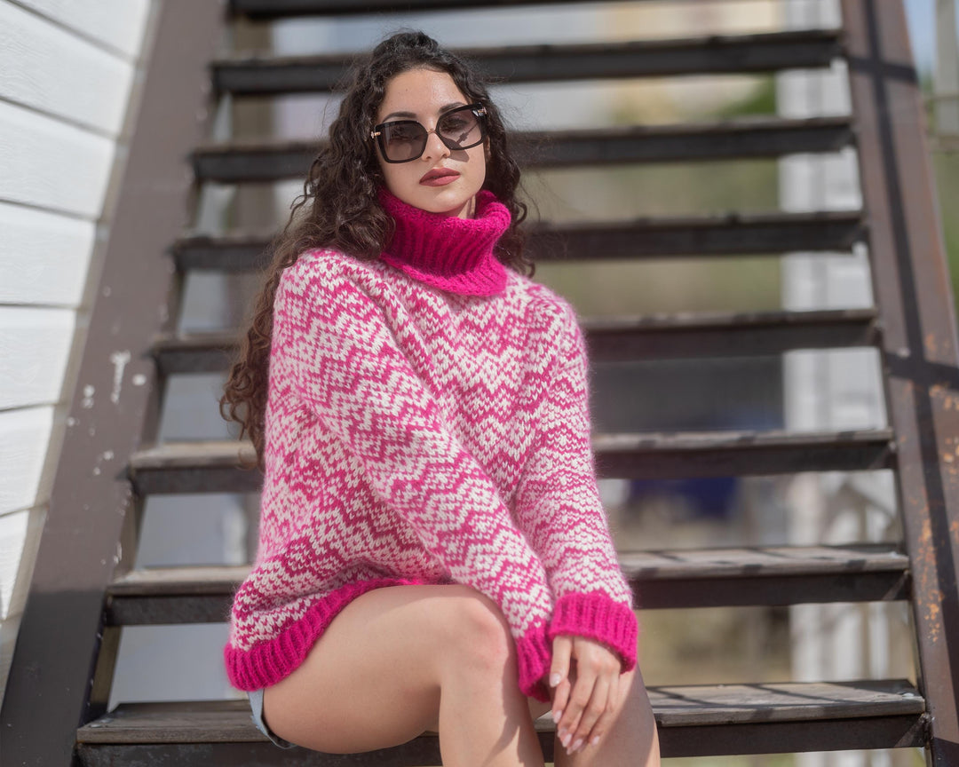 One available in size 3XL, Icelandic Alpaca Merino Sweater – Hand Knit Nordic Pullover  T1774