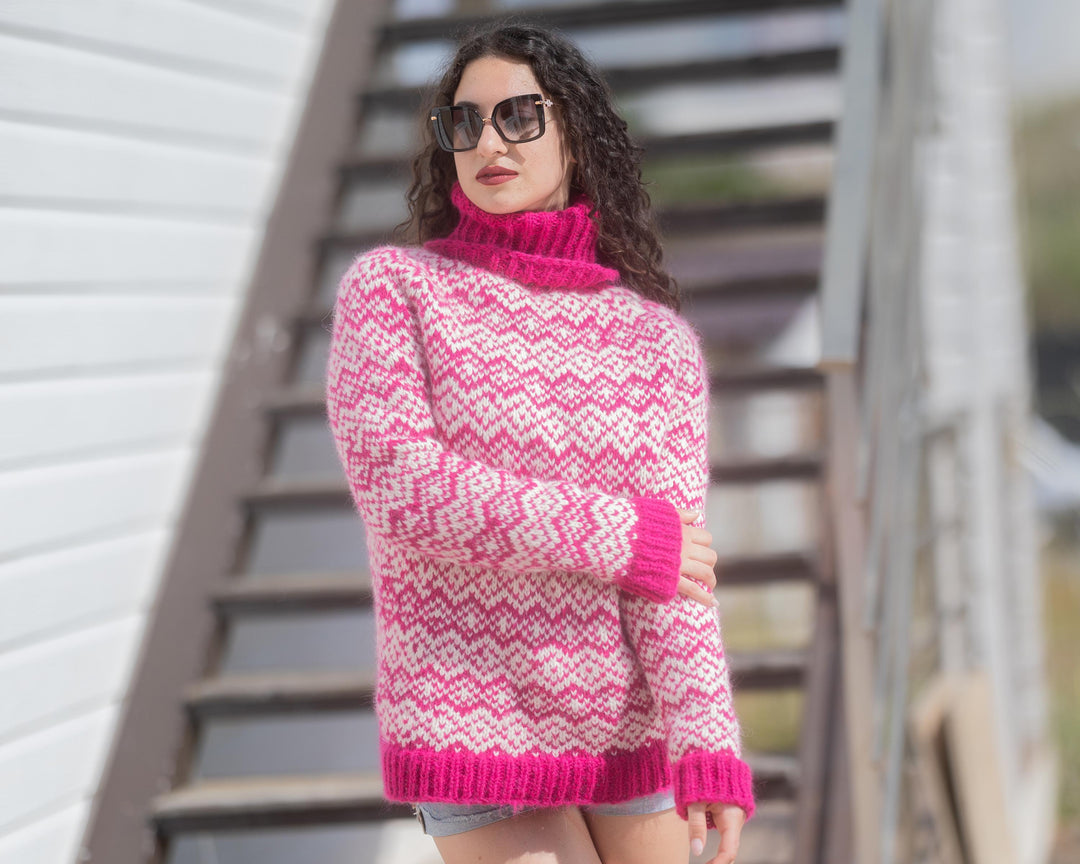One available in size 3XL, Icelandic Alpaca Merino Sweater – Hand Knit Nordic Pullover  T1774