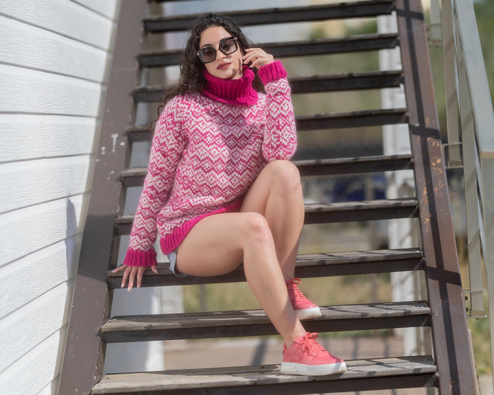One available in size 3XL, Icelandic Alpaca Merino Sweater – Hand Knit Nordic Pullover  T1774