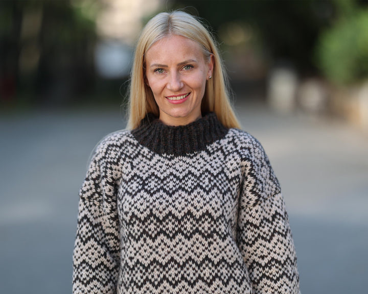 One available in size 4XL, Hand Knitted Nordic Sweater with Soft Merino Yarn T1773