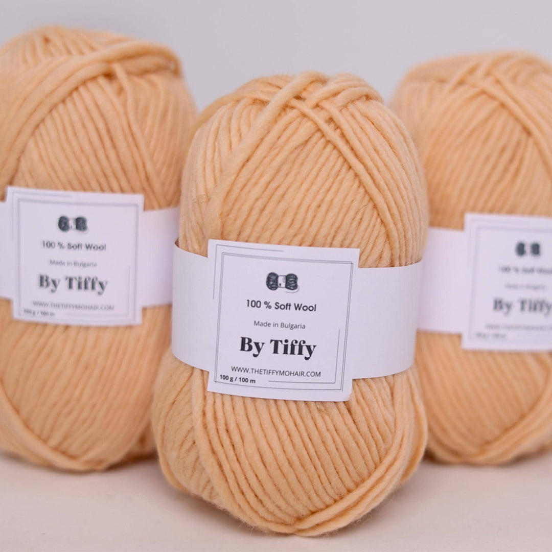 Soft Wool Yarn: Aran Worsted Weight, Butter Cup Color (100g)