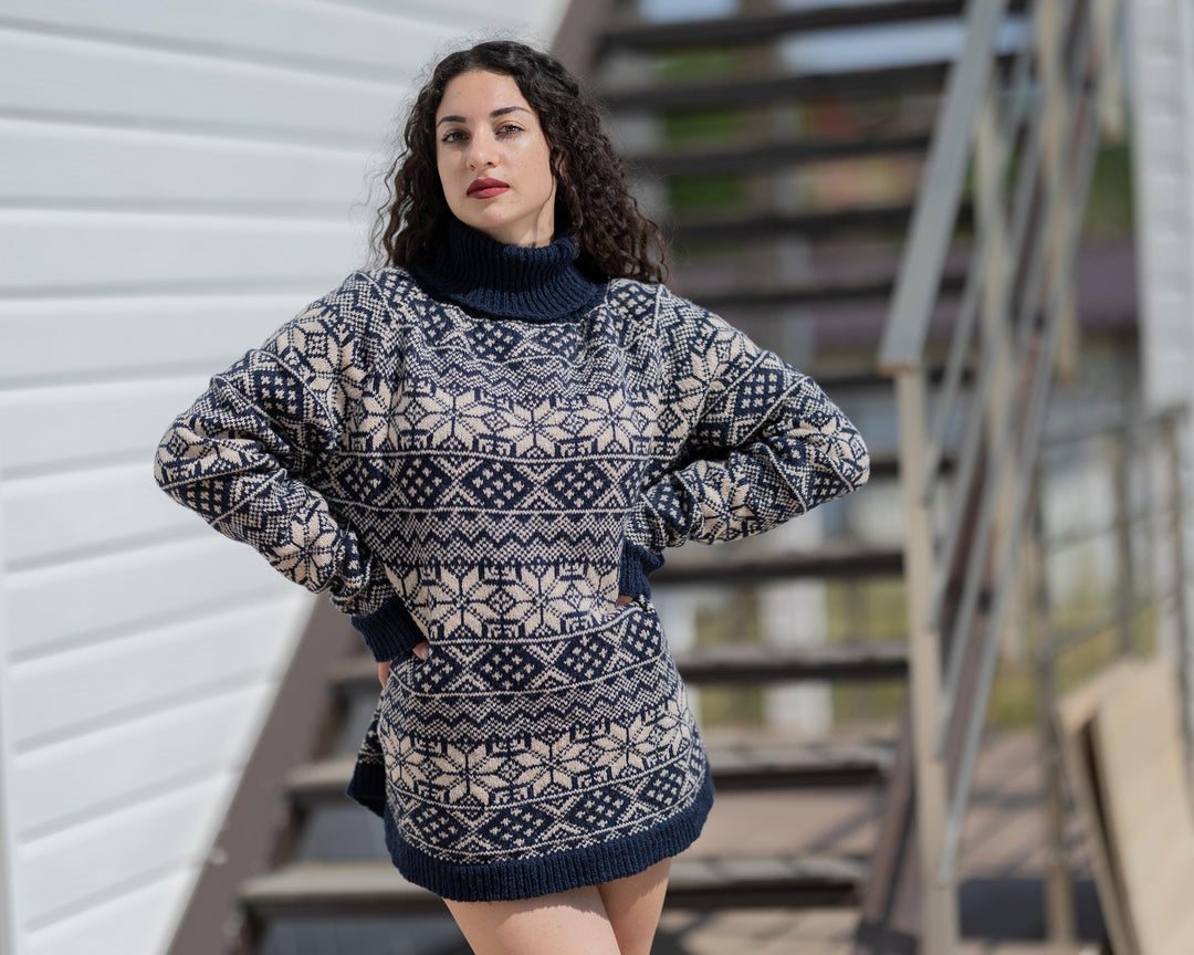 Norwegian Merino Wool Sweater – Hand Knitted Nordic Pullover  T1775