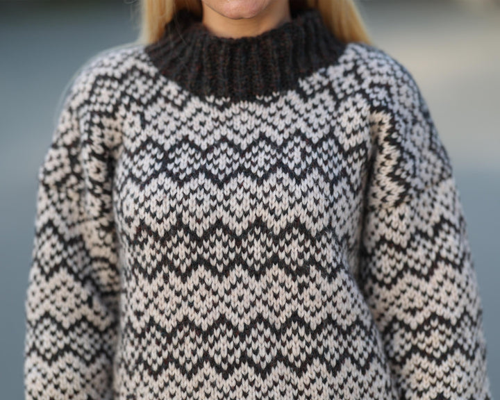Nordic Merino Wool Sweater, Hand Knitted Warm Scandinavian Pullover T1773