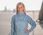 Flauschiger Yak- und Merino-Pullover, handgestrickter, haariger, weicher Pullover für Damen T1760