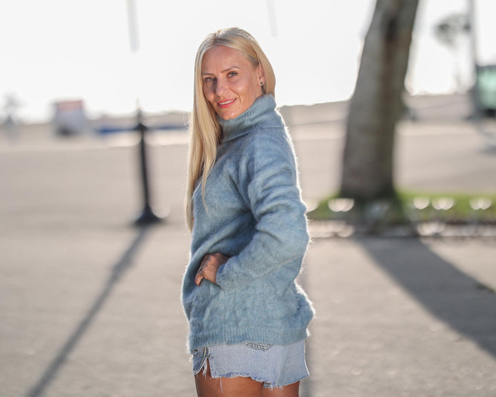 One available in size XL, Fluffy Yak and Merino Sweater – Hand Knitted Pullover T1760