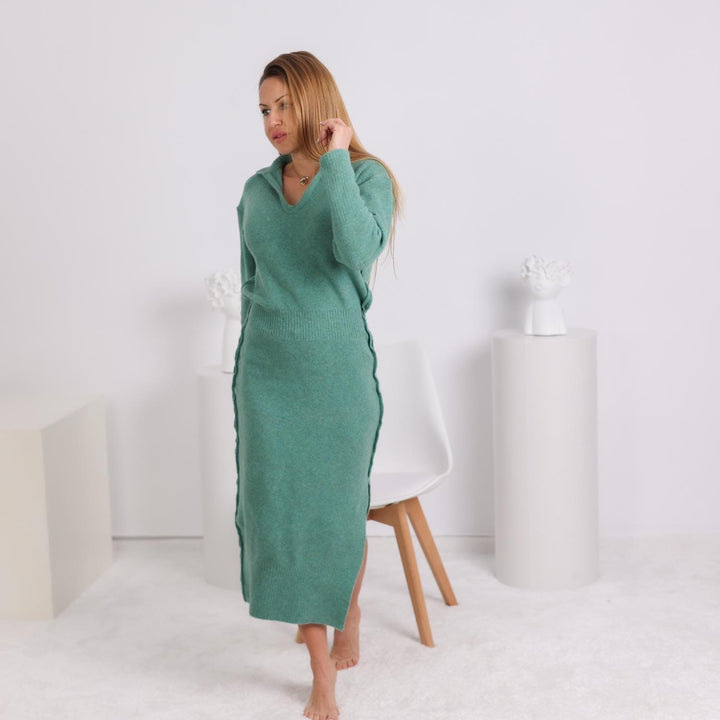 One available in size S , Sage Green  Dress –  Yak and Wool Blend Knitwear T1800