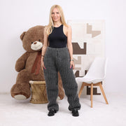 Klobige Mohair-Strickhose, handgestrickt aus 15-fädigem italienischem Garn, flauschige Hose T1856