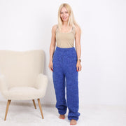 Alpaka-Merino-Strickhose, handgestrickte 6-fädige weiche flauschige blaue Hose T1908