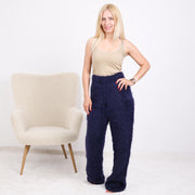 Suri Alpaka Strickhose, Handgestrickte Langhaarige Fluffy Navy Blue Hose T1909