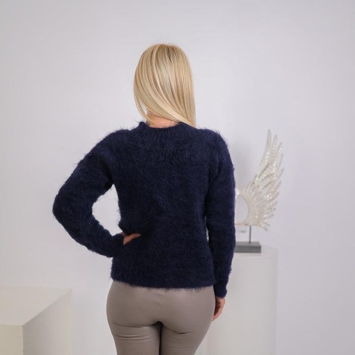 Fluffy Alpaca Sweater, Hand-Knitted Hairy Soft Fuzzy Pullover T1924