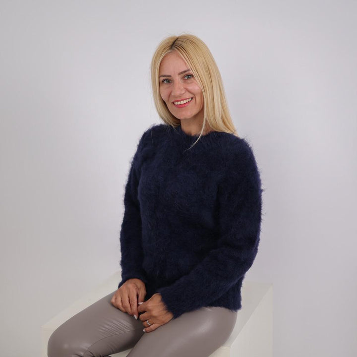 Fluffy Alpaca Sweater, Hand-Knitted Hairy Soft Fuzzy Pullover T1924