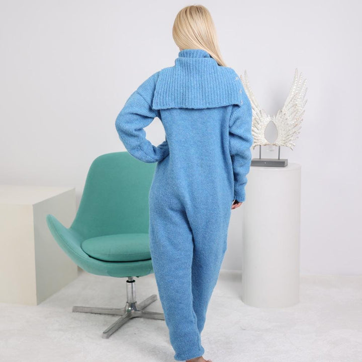 Alpaca Catsuit – Fuzzy Hand-Knitted Soft Full Body Suit with 55 cm Long Turtleneck T1928