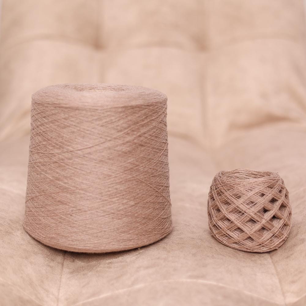 Beige Italian Cashmere Lace Weight Yarn: 1400m, 100g Skein/Cone