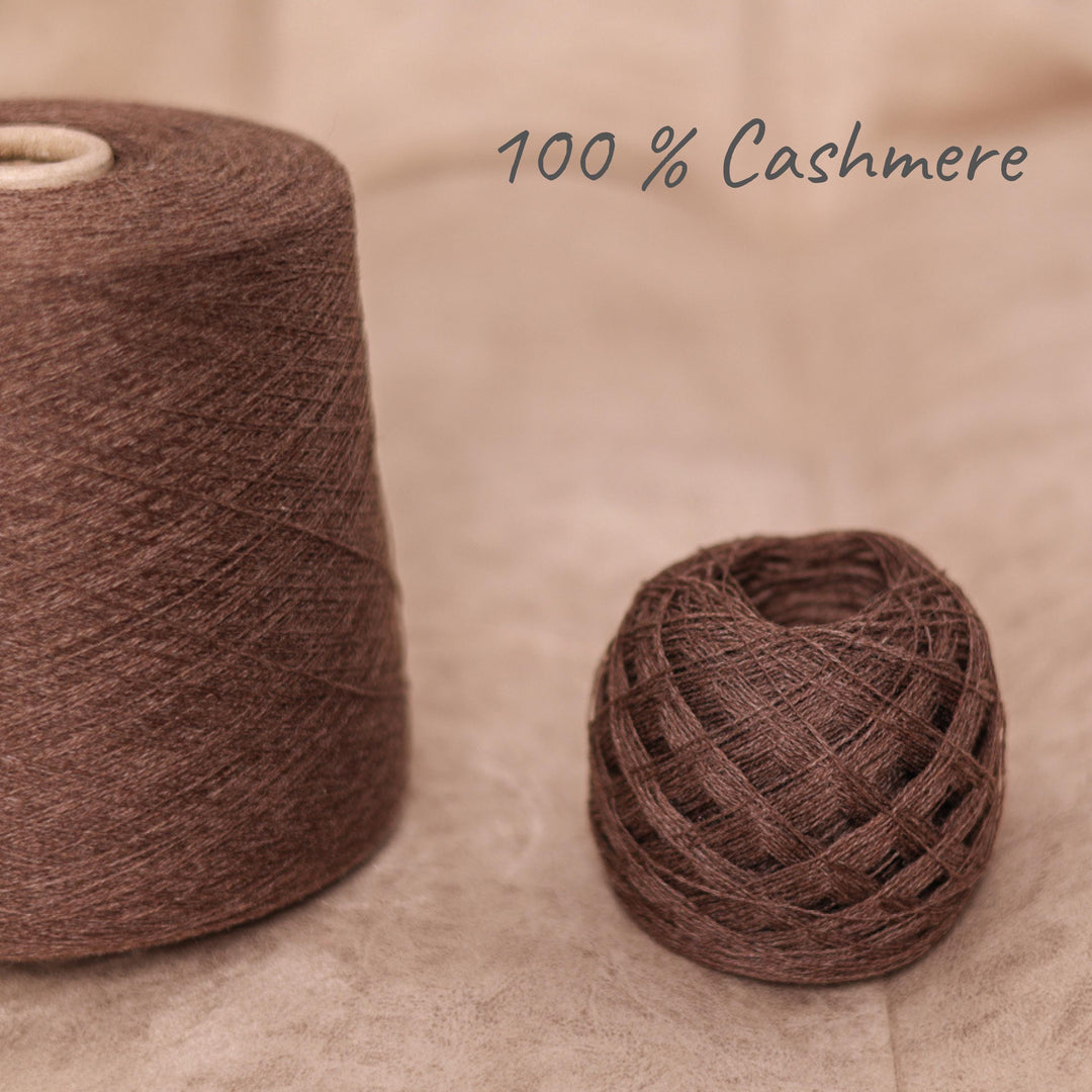 Italian Cashmere Lace Yarn: Brown, Soft, Knitting, Weaving - 100g