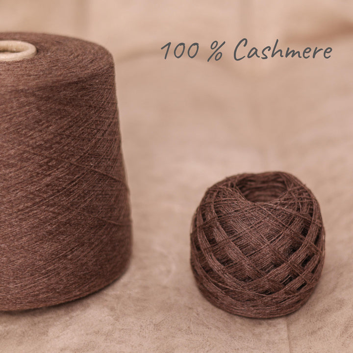 Italian Cashmere Lace Yarn: Brown, Soft, Knitting, Weaving - 100g