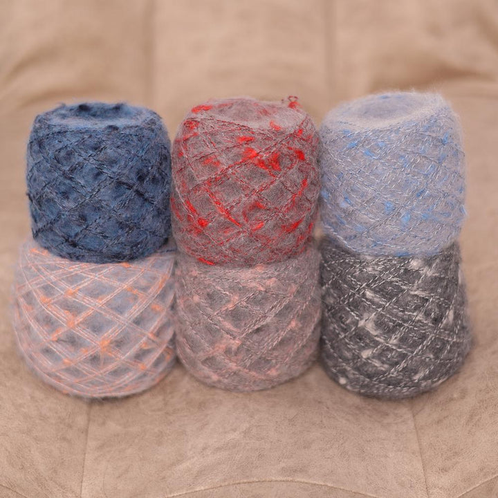Grey Bouclé Tweed Yarn: Italian Alpaca Merino Cotton Blend