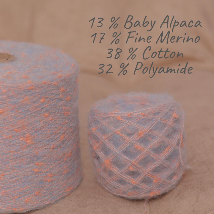 Bouclé Tweed Yarn: Italian Alpaca Merino Cotton Blend - 100g