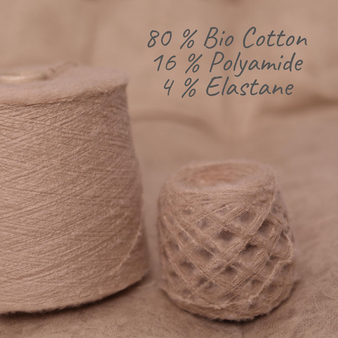 Soft Beige Organic Cotton Blend Yarn: Eco-Friendly Italian Knit Crochet