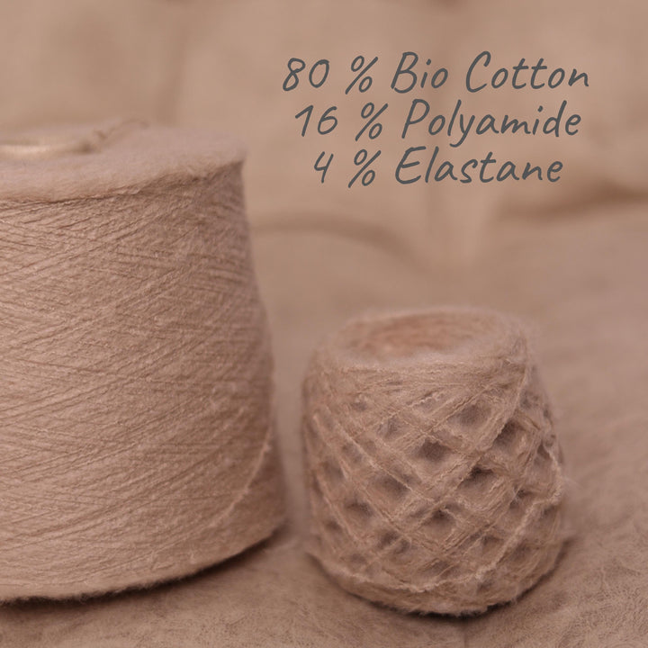Soft Beige Organic Cotton Blend Yarn: Eco-Friendly Italian Knit Crochet