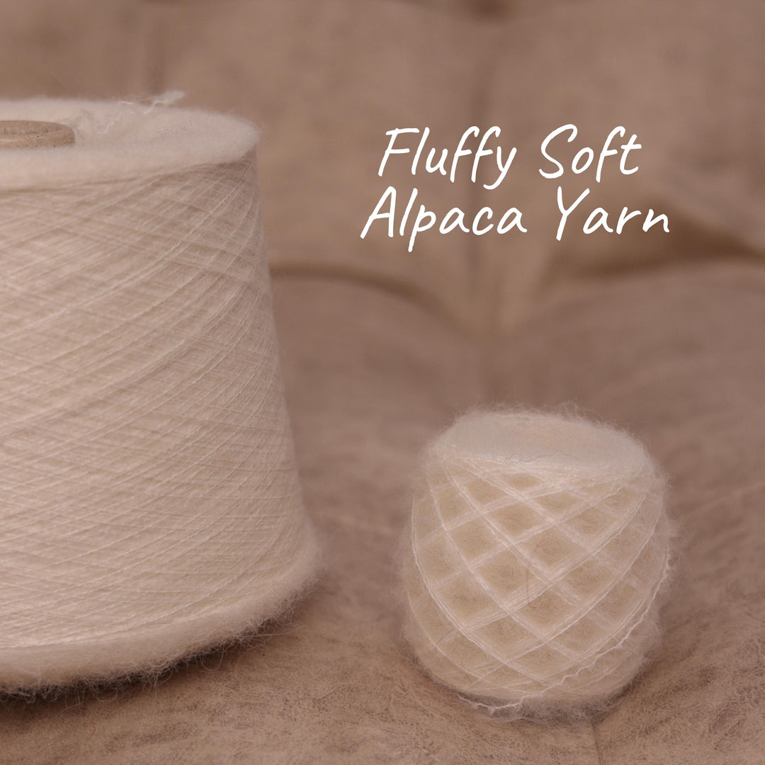 Extremely Soft White Alpaca Yarn: Italian Brushed Lace-Weight