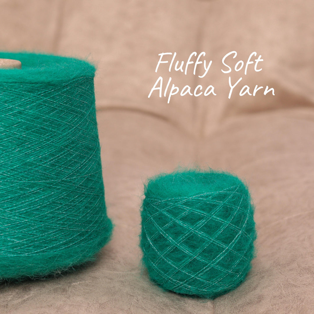 Emerald Green Alpaca Yarn: Italian Brushed Lace Weight Knitting