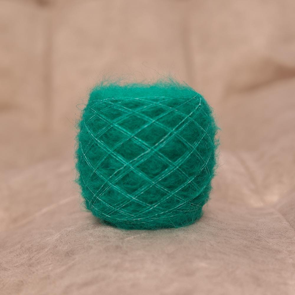 Emerald Green Alpaca Yarn: Italian Brushed Lace Weight Knitting