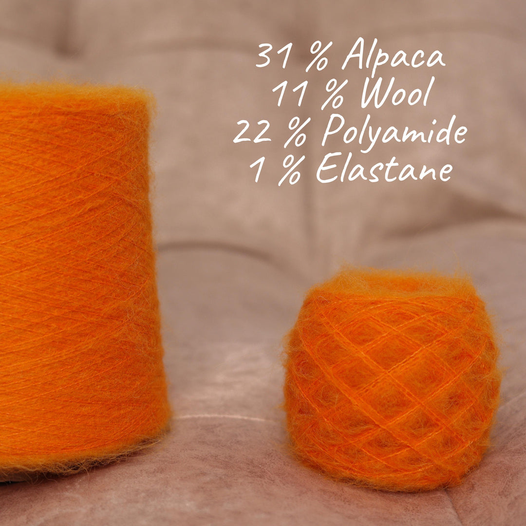 Bright Orange Alpaca Wool Blend Yarn: Soft Italian Knit Yarn
