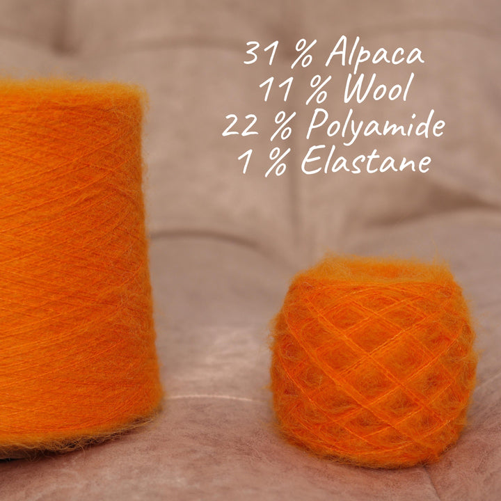 Bright Orange Alpaca Wool Blend Yarn: Soft Italian Knit Yarn