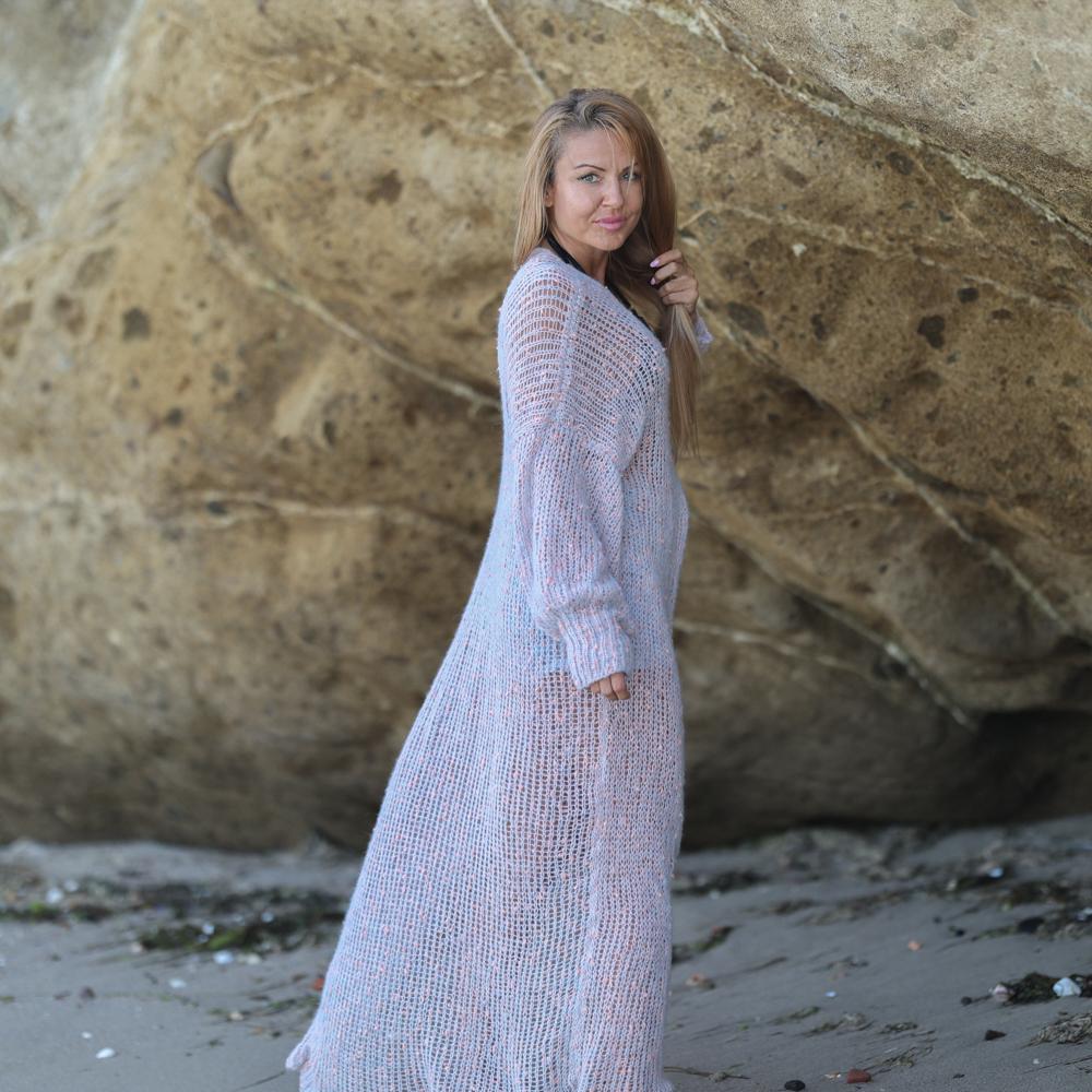 One available in size XL, Sheer Bouclé Knit Cardigan - Lightweight Coat T1930