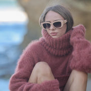 Vintage Rosewood Mohair Alpaca Sweater with 50 cm Collar T1949