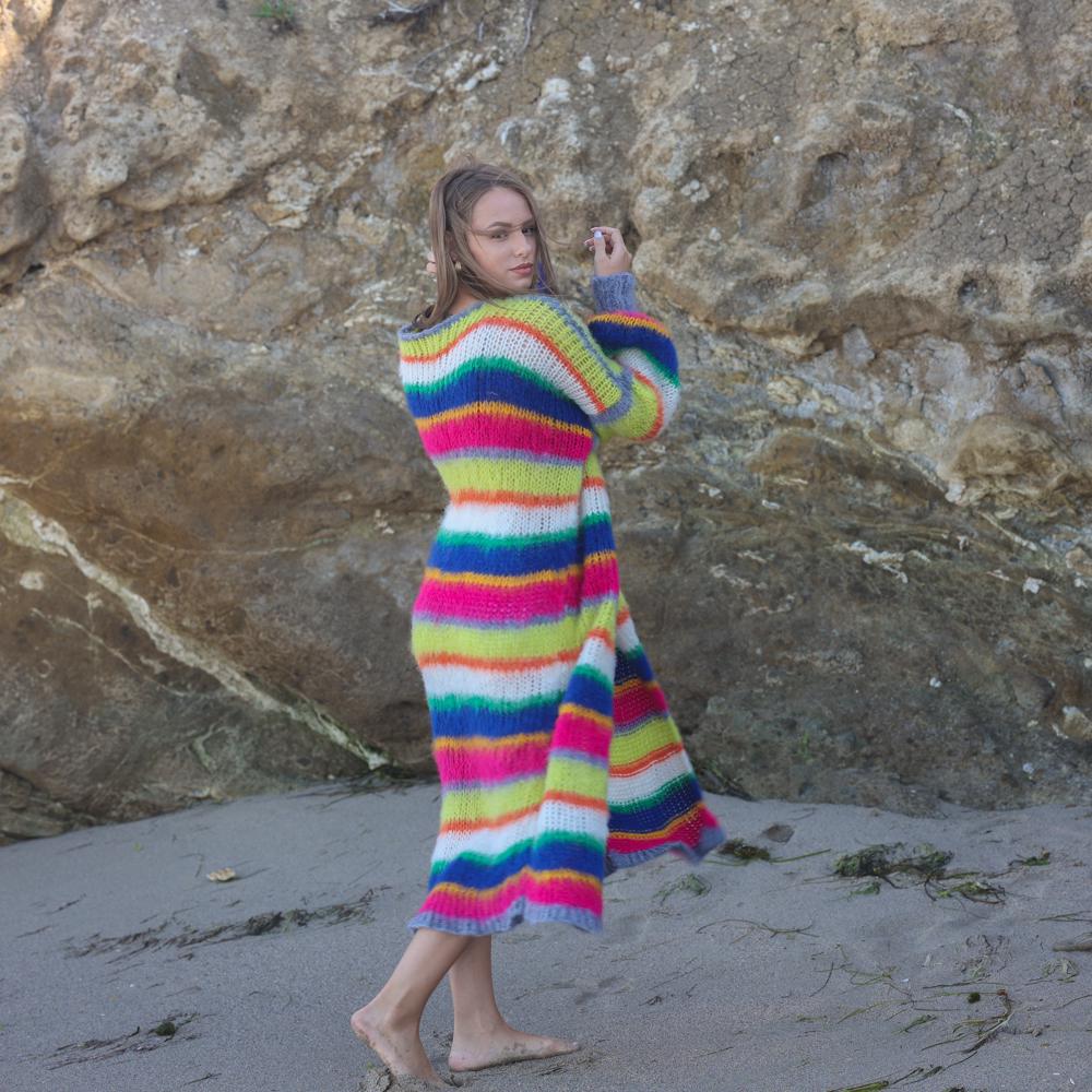 One available in size 6XL, Colorful balloon sleeve cardigan, fluffy lightweight brushed  coat T1954