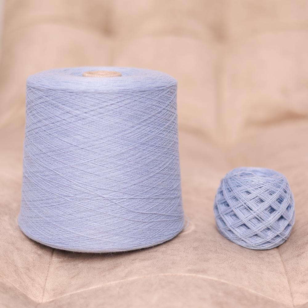 Luxurious Light Blue Cashmere Yarn: Lace Weight, Italian 2/28