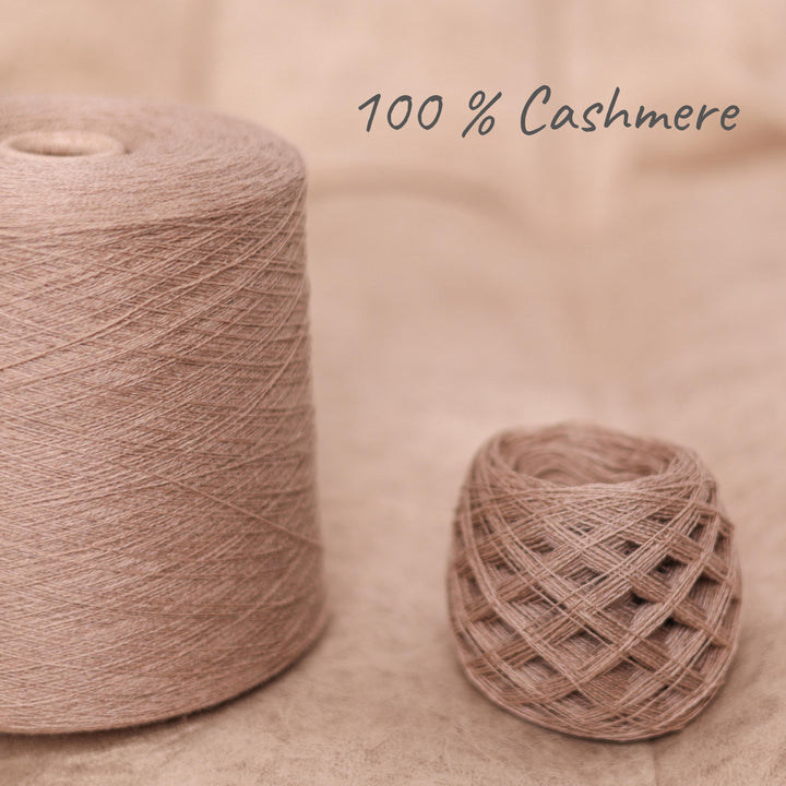 Beige Italian Cashmere Lace Weight Yarn: 1400m, 100g Skein/Cone